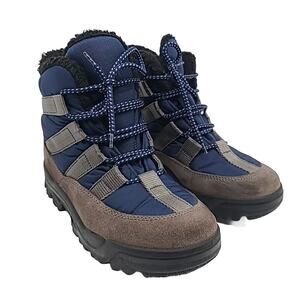 L.L. Bean Winter Snow Boots Leather Lace Up Blue Gray Brown Warm Size 8 Women’s